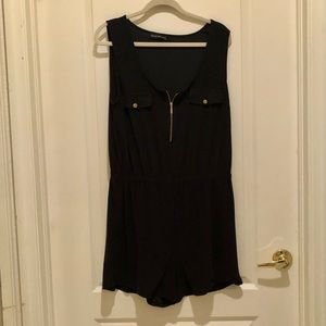 Derek Heart plus Romper with gold trim short sleeves